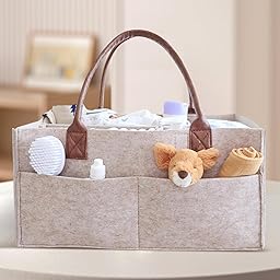 Unisex Diaper Caddy Organizer, Portable Lightweight Travel Storage Basket, Outdoor Carry Design for Newborn, Nursery & Changing Table Essentials, Large Capacity - Khaki