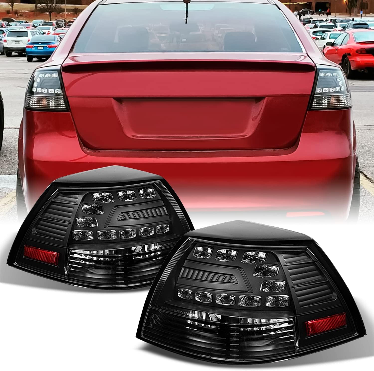 AKKON - For 08-09 Pontiac G8 GT GXP Sport Sedan Rear Black Bezel LED Tail Lights Brake Lamps Replacement Pair
