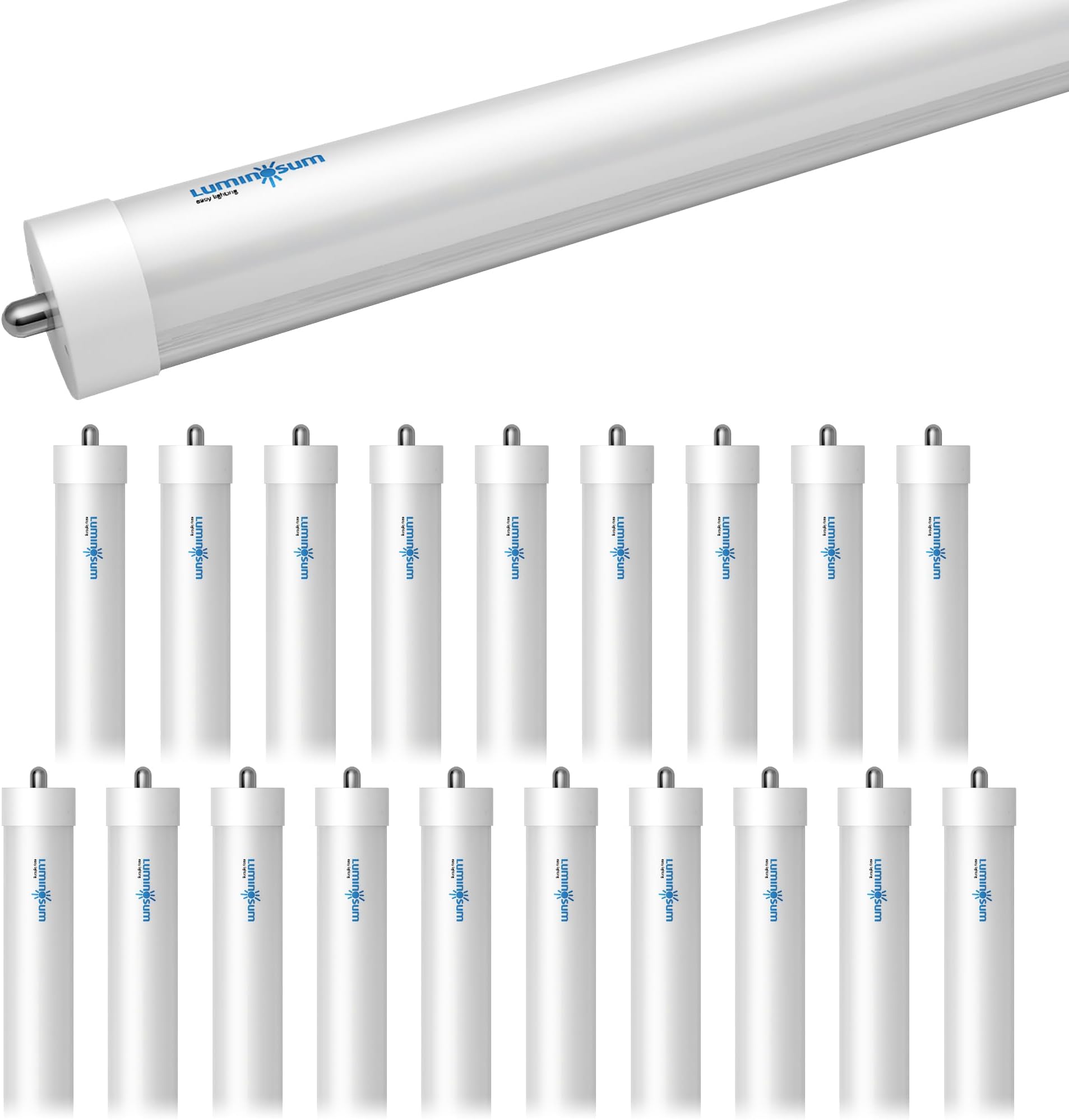 8ft T8 LED Bulbs 40W 80W Equivalent, 6000k Cool White 4000LM, FA8 Single Pin Light, Dual-End Power Ballast Bypass, T8 T10 T12 Fluorescent Replacement, Frosted Cover ETL Certified 20-Pack