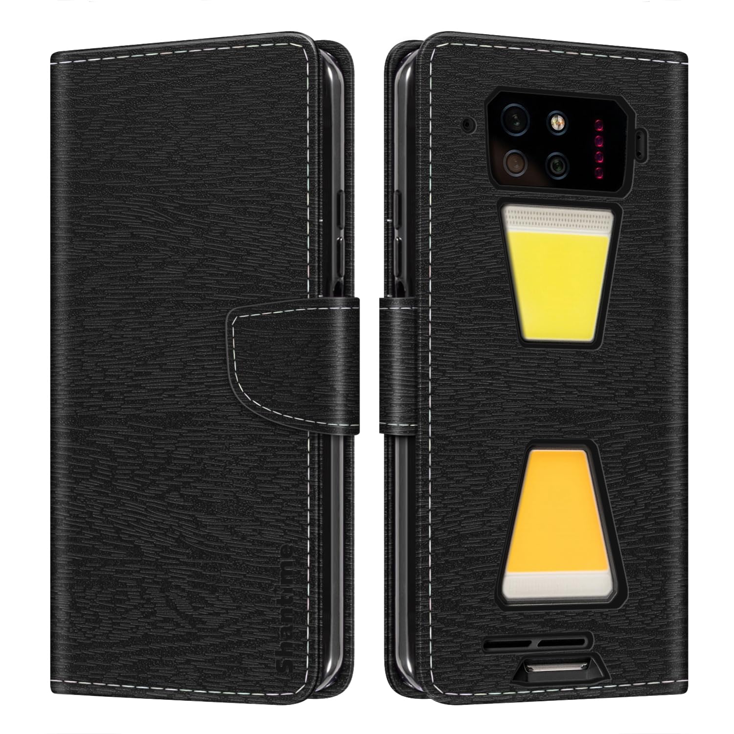 Shantime Striped PU Leather Wallet Phone Case Compatible with Unihertz Tank 3S, Slim Magnetic Flip Cover with Card Slots and Stand Function Black