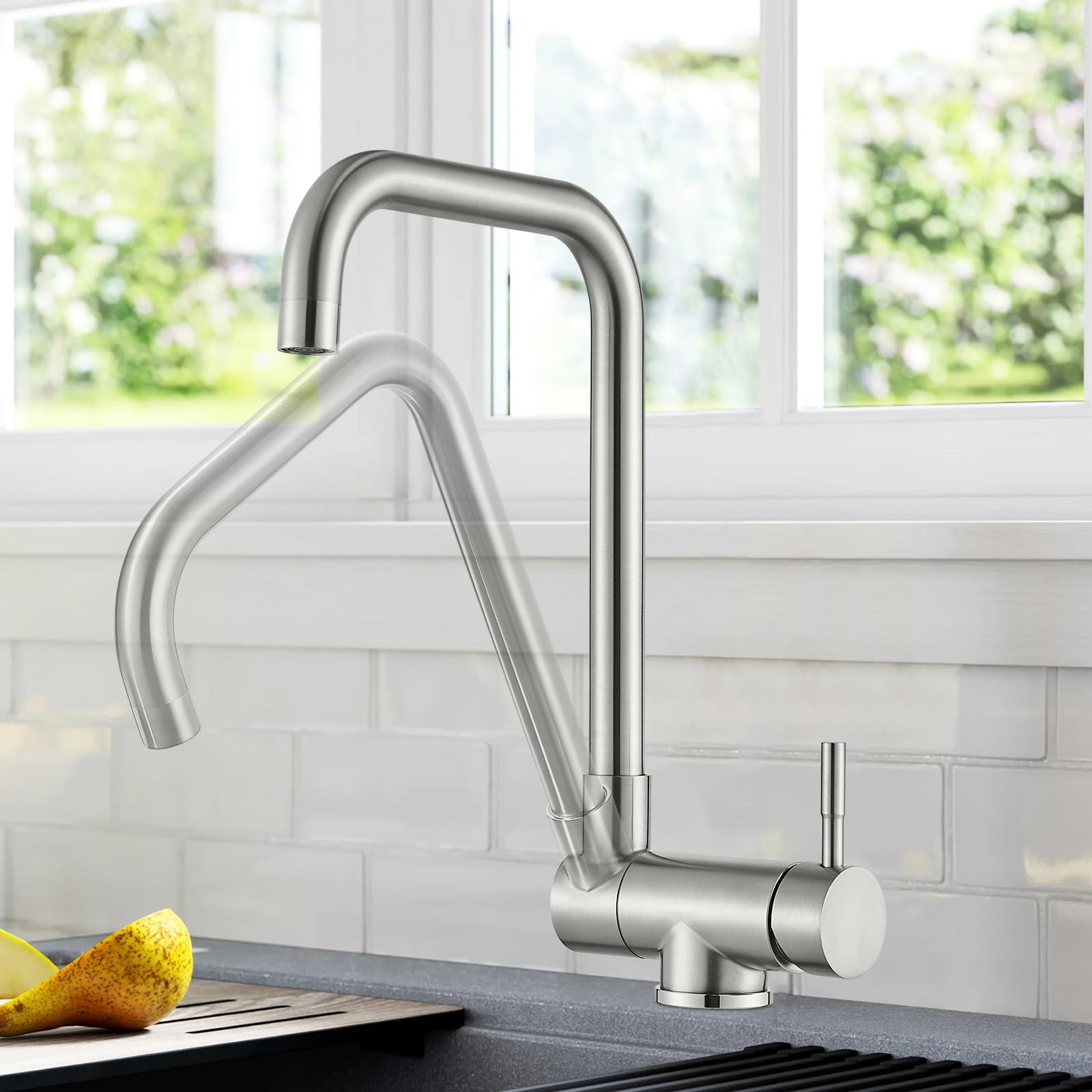 Mitigeur Cuisine Rabattable Pliable 360° Acier Inoxydable 304 Brossé