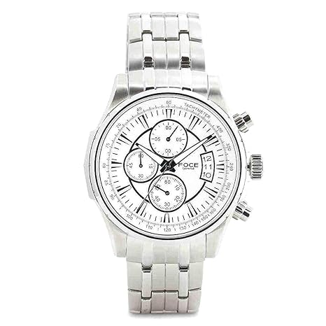 FOCE Analogue White Dial Mens Formal Chronograph Watch - [FS07SSM-WHITE]