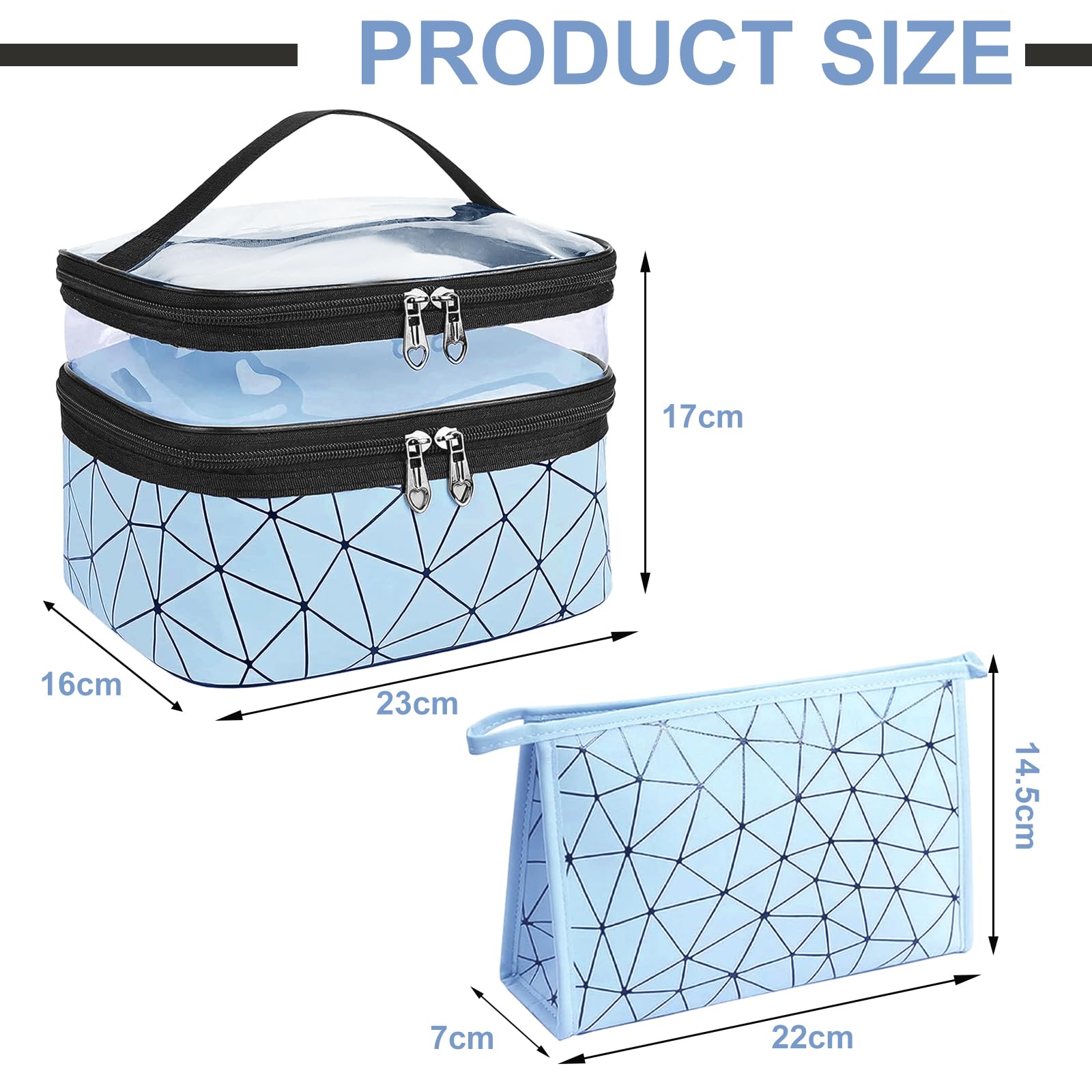 Travel Makeup Bag, 2Pcs Double Layer Large Makeup Bag, Waterproof Cosmetic Bags - Image 2