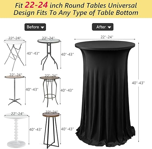 Miniatura 2 de ANMINY Fundas redondas para mesa de cóctel con falda con volantes, extraíble, lavable, de elastano, elástico, para mesas de bar altas de 24 x 43