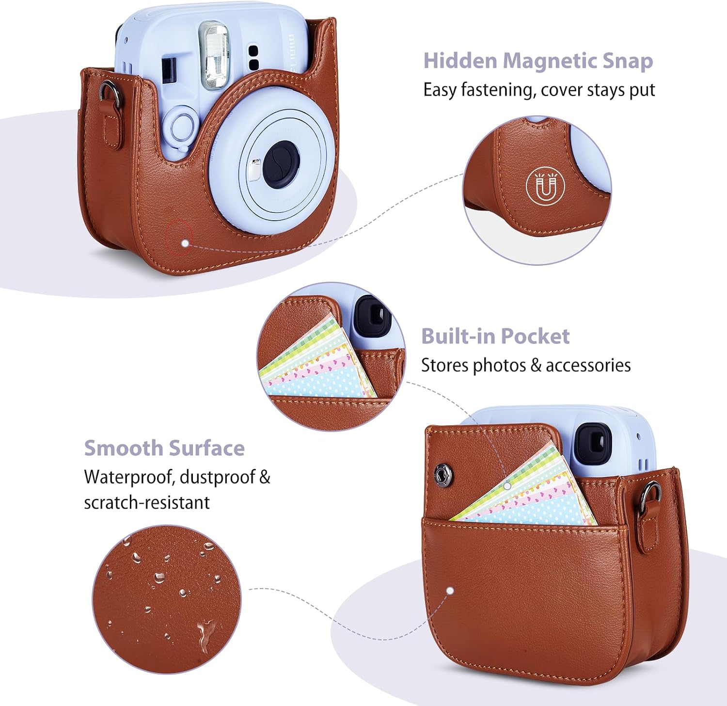 Phetium Mini 13 Camera Case for Fujifilm Instax Mini 13 12 Camera-Brown image 4