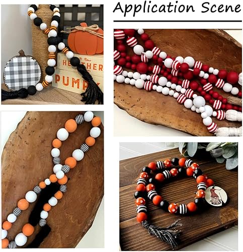 Miniatura 4 de 100 cuentas de madera de Navidad, árbol de Navidad, ciervos, copos de nieve, cuentas de madera natural, cuentas de madera rústica de 0.591-0.650 in