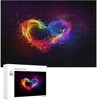 Rainbow Heart 300 Pieces Wooden Puzzles for Adults 15 X 20.5in | Unique Colorful Wood Jigsaw Puzzle, Challenging Brain Teaser, Home Wall Decor, Birthday Gifts for Family