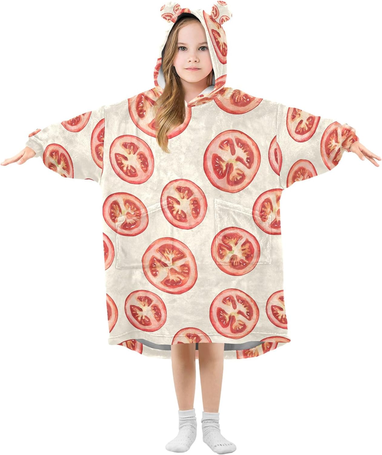 Buses Fruit Kids Wearable Blanket Hoodie with Pocket and Sleeves for Toddlers, Cute Hoodies Girls Boys B0403853