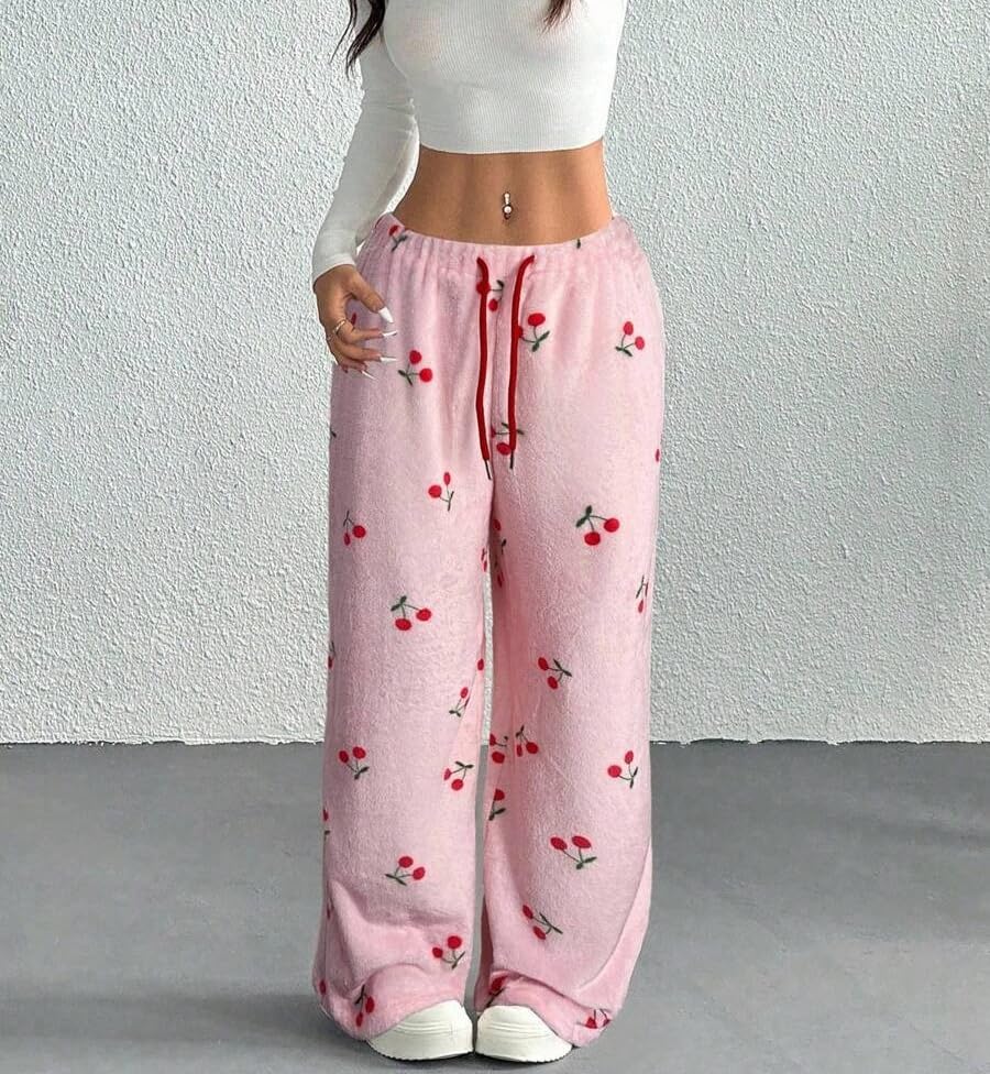 Image of Leopard Pants Women Therian Fuzzy Pajama Pants Y2k Cheetah Pants Grunge High Waisted Fluffy Pants