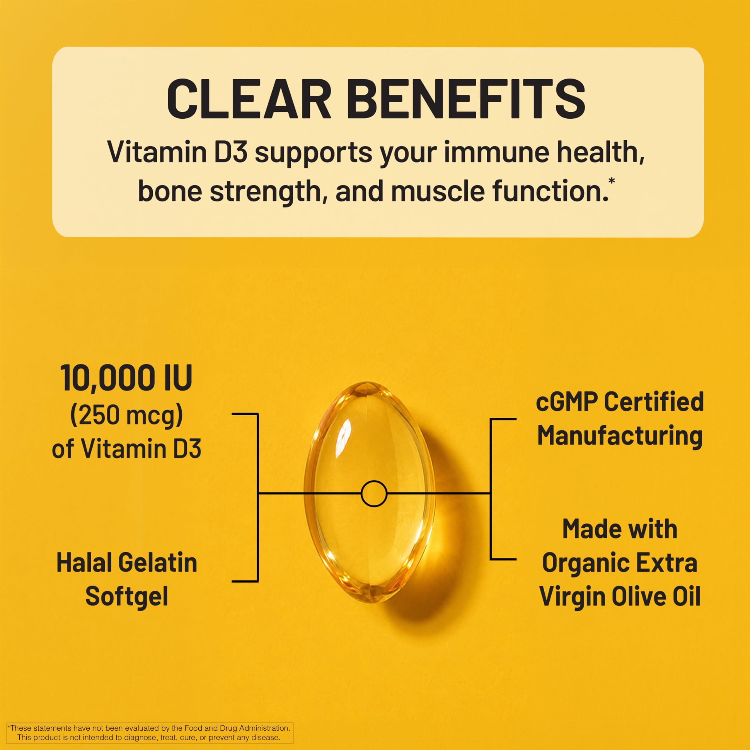 NatureWise Vitamin D3 10000IU Supplement, Immune Support, 90 Mini Softgels — Amazon image 3