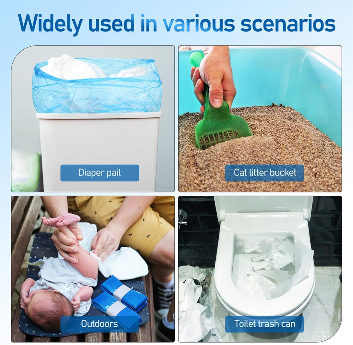 MERRYHAPY 5rolls Pe Diaper Disposal Bags Odor-resistant Trash Can Bags for Convenient Diaper Storage for Home Use and Daily Disposal