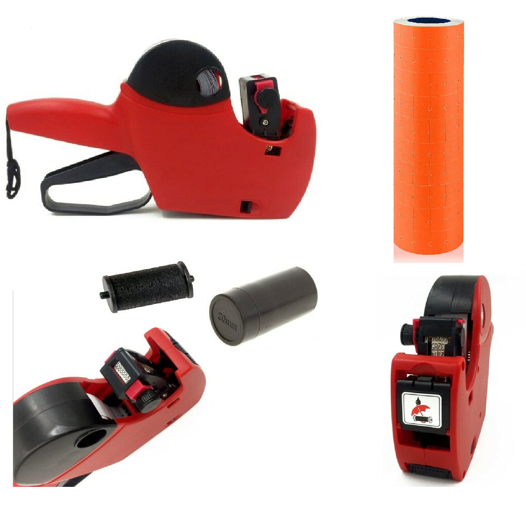 10x Rolls Price Gun Labels 21 x 12mm CT1 Labels 22x12 21x12 fits MoTex Puma Lynx (Price Gun + 10 ROLL Orange)