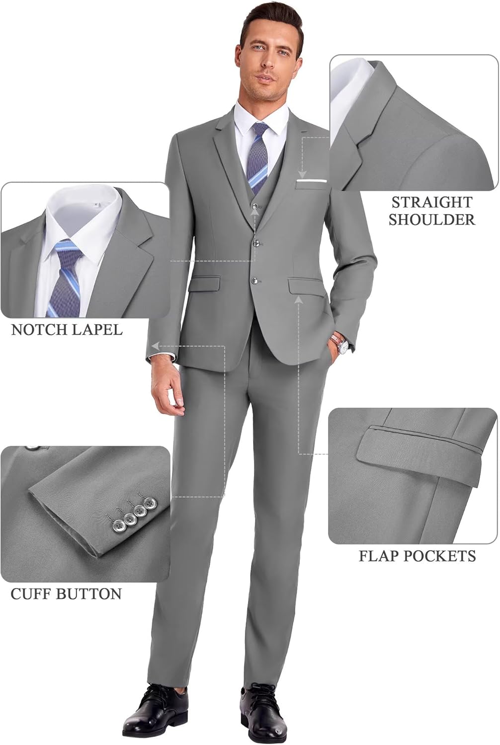 High-End Suits Men Suit Groomsmen Suit Orange Slim Fit 3 Pieces Suit for Men Notched Lapel Jacket Vest Pants - Image 4