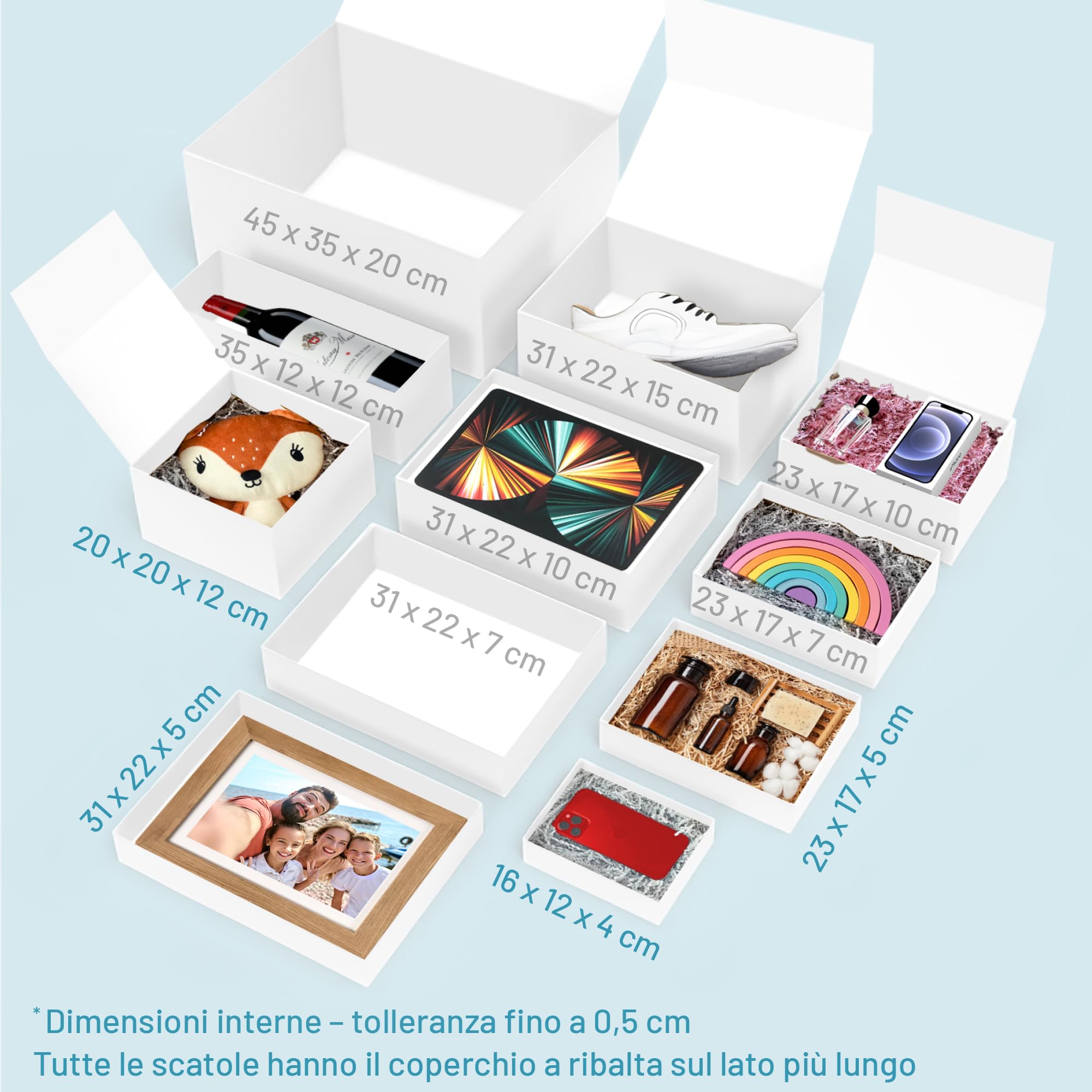 Verpackungswelt Scatola Regalo con Coperchio - 23 x 17 x 10cm - 10 Pezzi - Confezione Rigida con Chiusura Magnetica - per Compleanno, Matrimonio, Natale, Nascita - Pacco in Colore Bianco