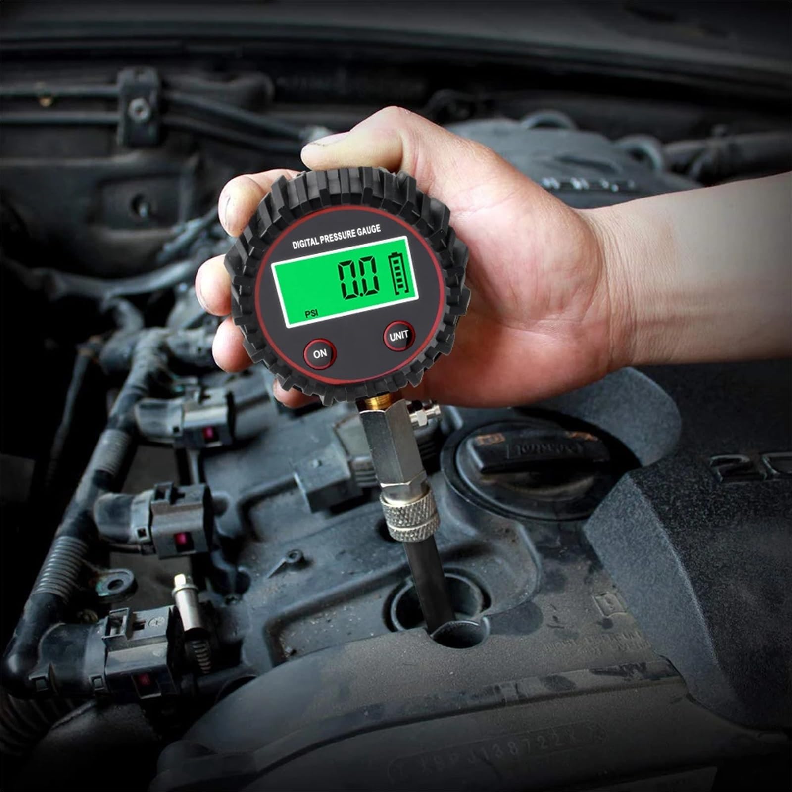 Allarme per Auto di Sensori Misuratore di Compressione Digitale per autoveicoli per Kit Prova della del Cilindro Motore a Benzina con Adattatore Monitor di Sicurezza per Pneumatici