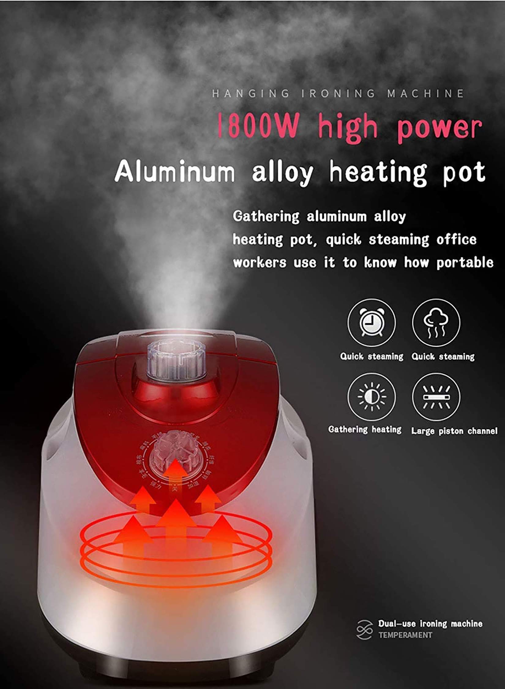 Piroscafo Verticale per Indumenti 1800W Ferro da Stiro Elettrico Professionale per impieghi gravosi con Serbatoio dell'Acqua da 2 Litri e ASSE da Stiro, per la casa e Il Negozio