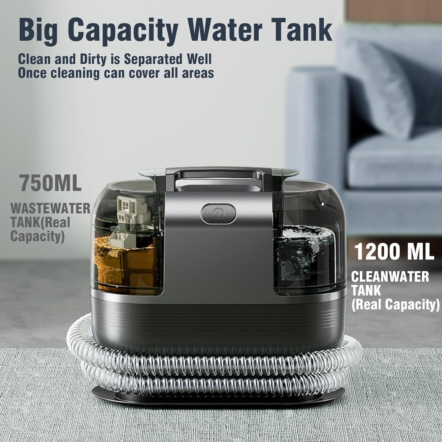 22Kpa 600W Polsterreiniger Gerät für Teppich Waschsauger für Polster & Auto Flecken Nasssauger Polsterreiniger Sofa Reinigungsgerät Polstersauger Couch Reiniger Gerät Teppichreiniger (Black)