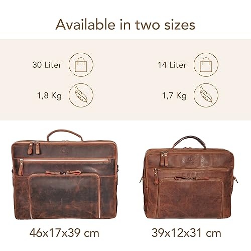 Miniatura 5 de DONBOLSO Bolsa para laptop San Francisco I hecha a mano de cuero para cuaderno, maletín para oficina, viajes, negocios