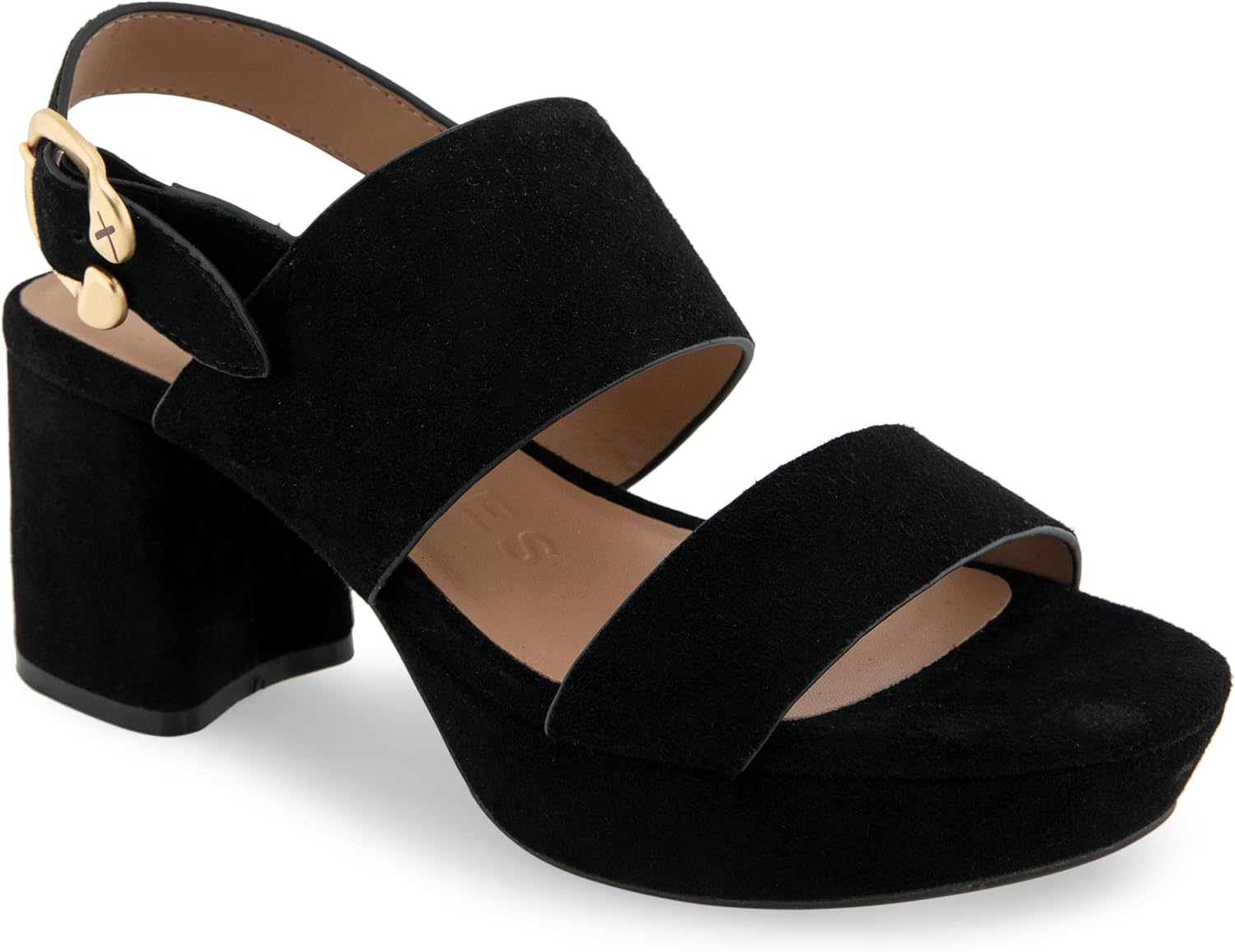 AEROSOLES Women's CAMERA Platform Heeled Sandal, BLACK SUEDE, 7W - Image 2