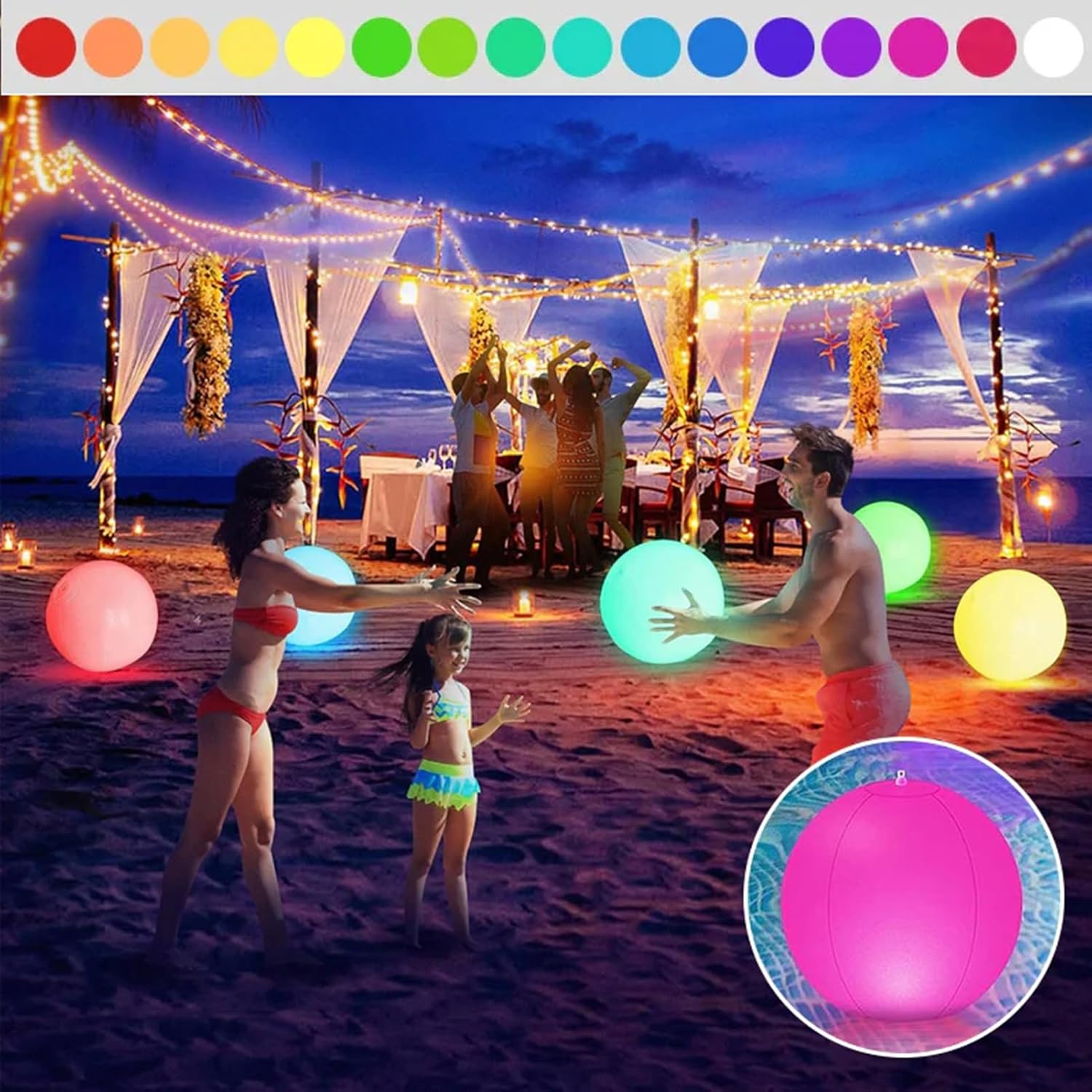 Light Up Beach Balls for Pool - 16 Light Colors Inflatable Beach Toy,4 Modes Remote Control LED Balls for Pool, Parties, Kids, Adult