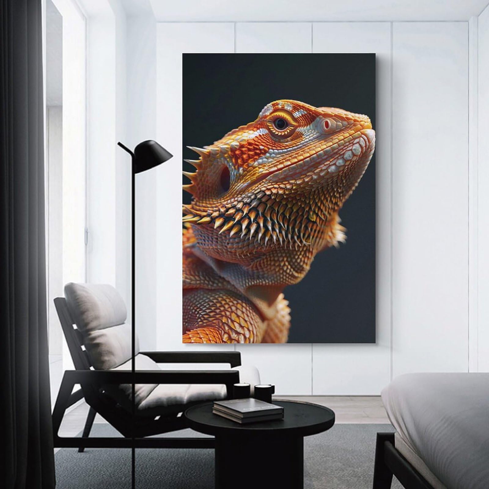 Junmoney Bearded Dragon Lizard Pet Canvas Wall Decor, 24x36inch(60x90cm), for Home Lounge, Bedroom Or Reading Nook, Modern Wall Decor for Cosy Interiors