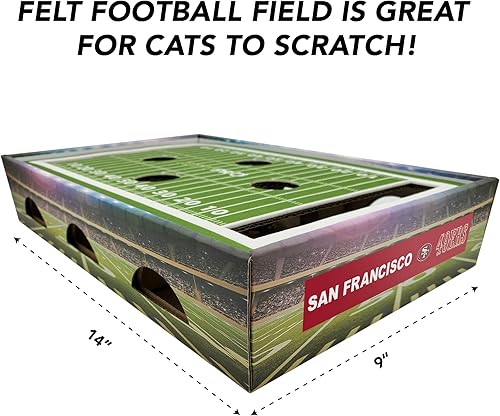 Miniatura 3 de NFL San Francisco 49ers - Rascador para gatos para el estadio de fútbol de San Francisco 49ers. Juguete para gatos para el día del juego con 2 bolas