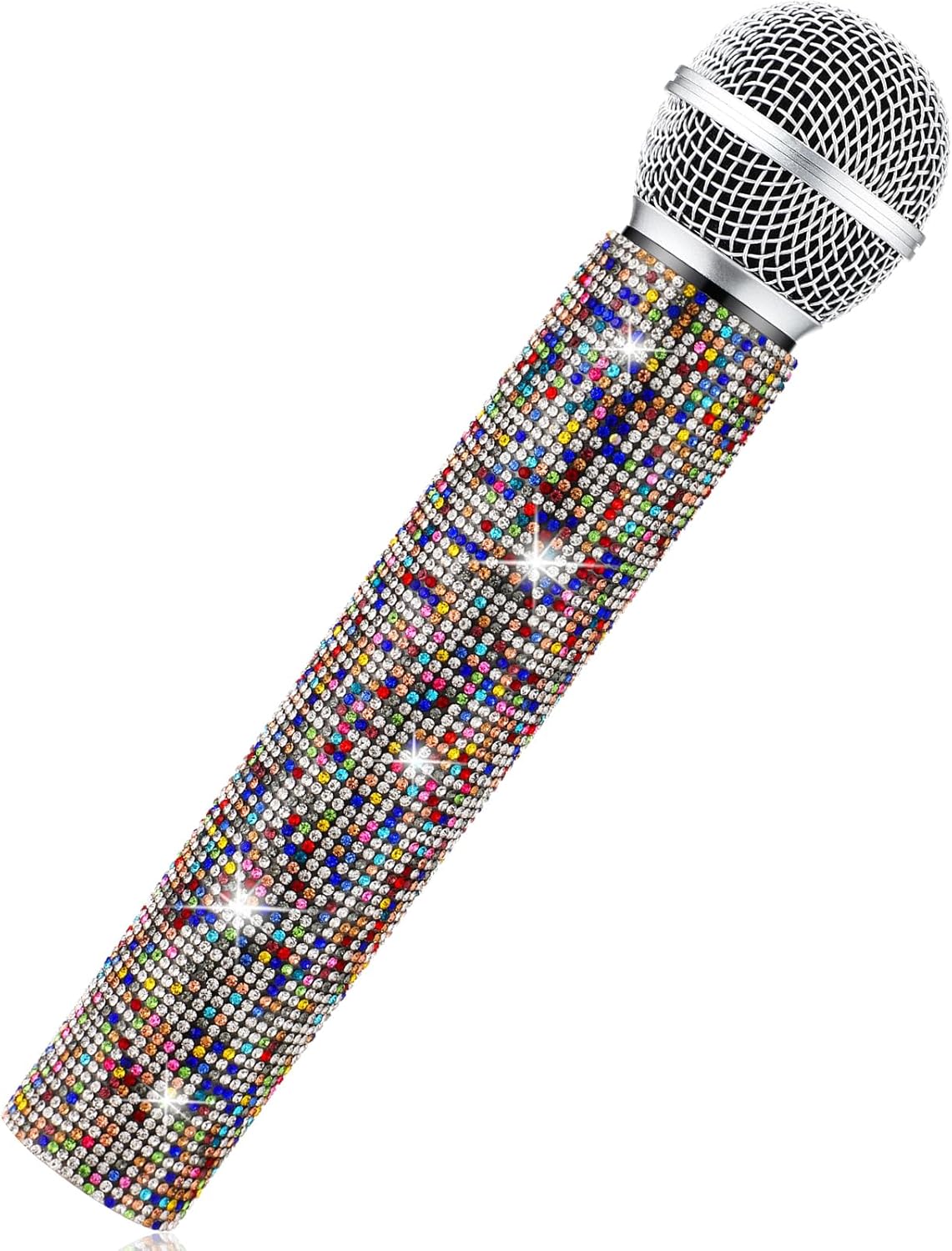 Fake Microphone Prop Sparkly Bling Rhinestones Microphone