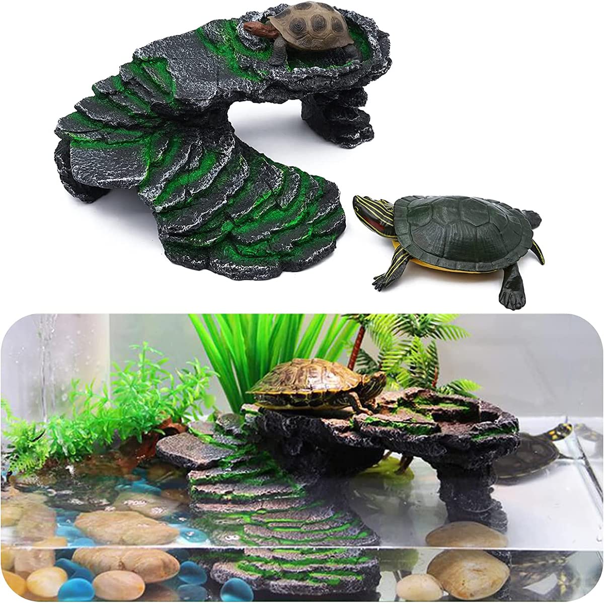 Resina Rettile Grotta Piattaforma Tartaruga Dell'acquario, Accessori della Tartaruga, Rettile Nascondere Grotta, Casetta per Tartarughe da Terra