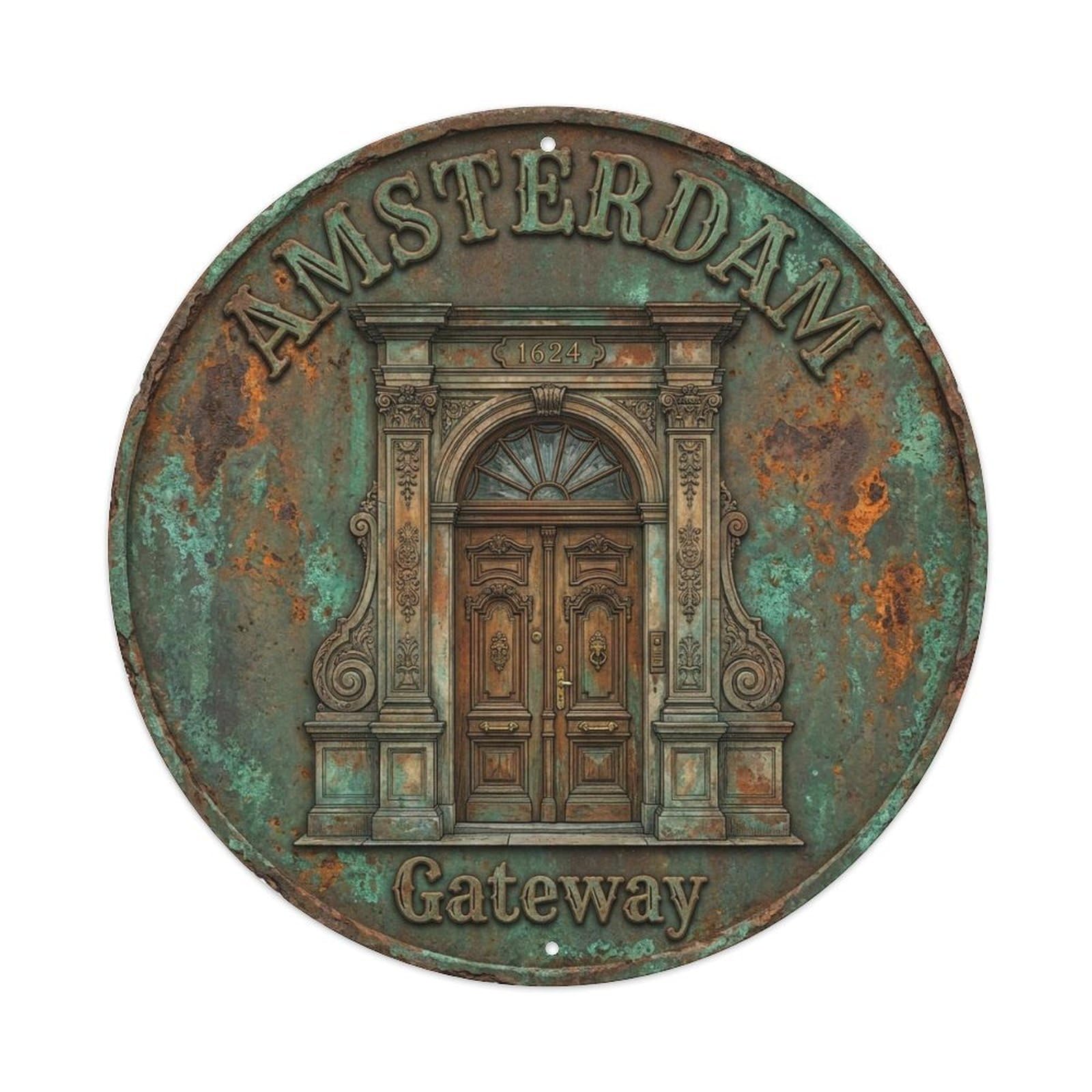 Vintage Travel Amsterdam Netherlands Doorway Metal Tin Sign