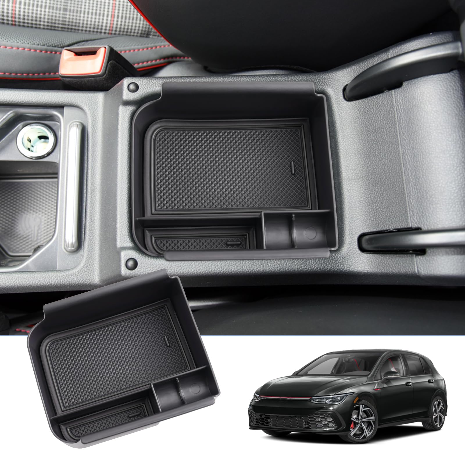 Organizer Console Centrale Per VW Golf 8 2020-2024 - Vano Portaoggetti Con Tappetino Antiscivolo