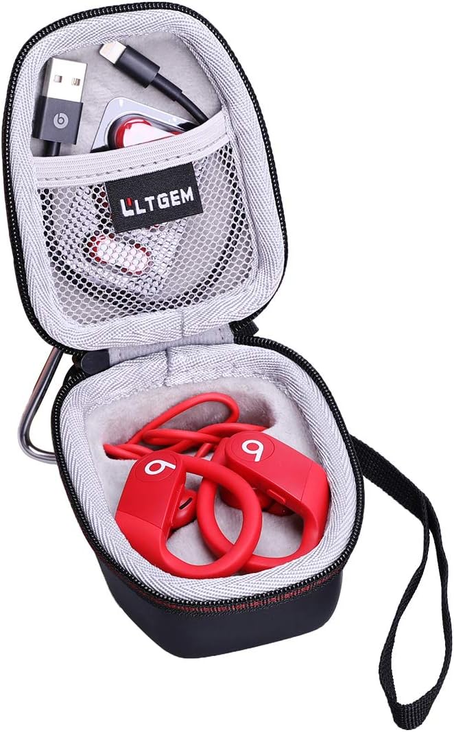 LTGEM Hard Case for Beats by Dre Powerbeats High-Performance/Powerbeats 3 / BeatsX/Beats Flex Wireless Earphones - Travel Protective Carrying Storage Bag with Carabiner-Black (Sale Case Only)