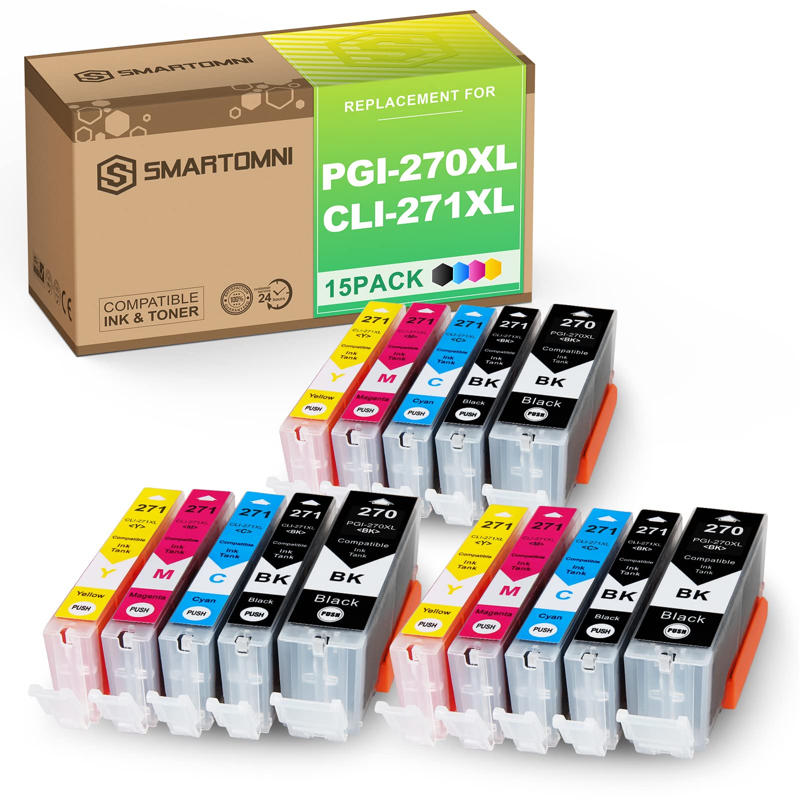 S SMARTOMNI PGI270XL CLI271XL - Cartuchos De Tinta Compatibles Para Canon 270XL 271XL PGI-270XL CLI-271XL Uso Para Canon PIXMA MG5720 MG5721 MG5722 MG6821 MG6822 TS6020 TS5020 (1Paquete Paquete