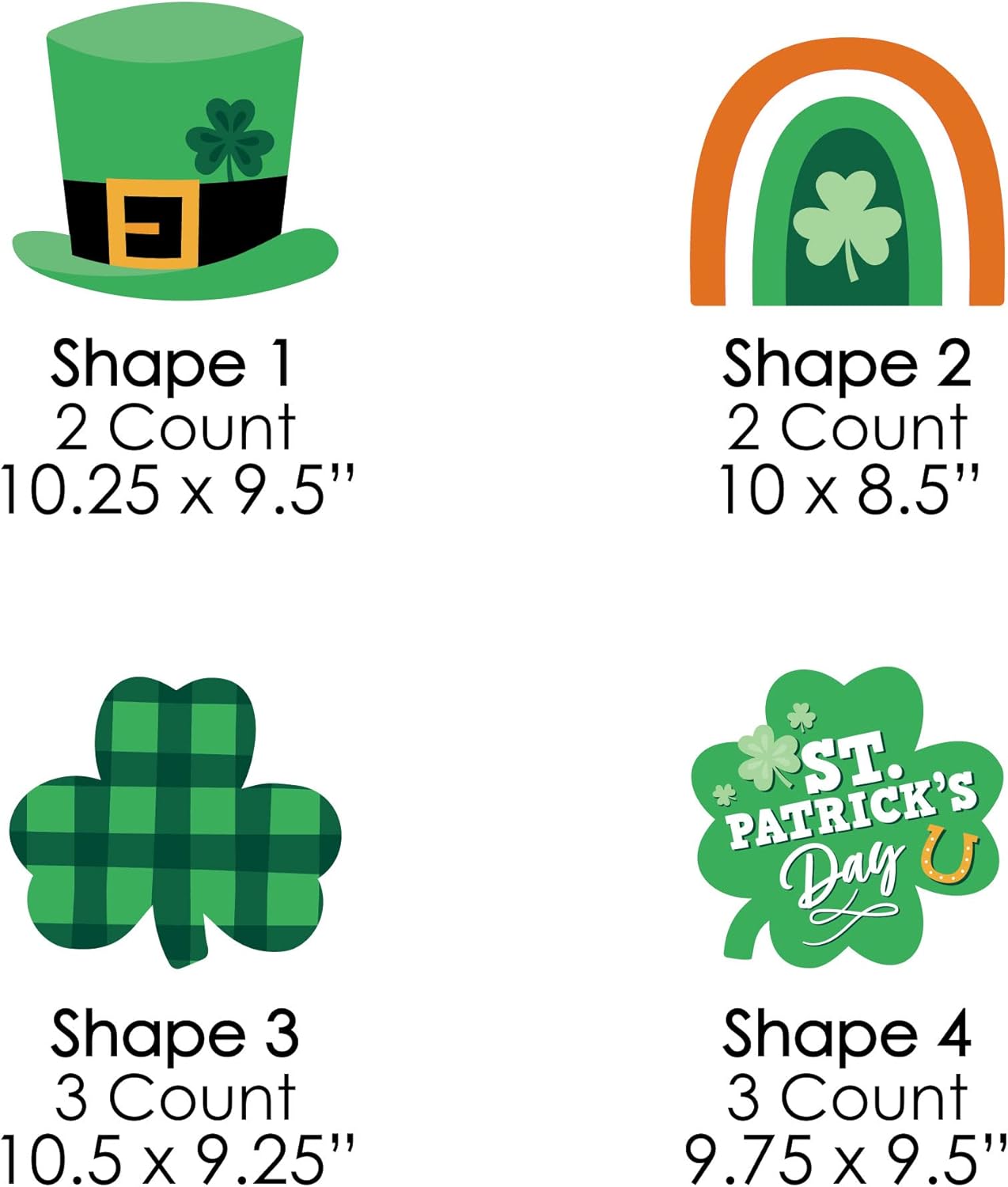 Big Dot of Happiness Shamrock St. Patrick's Day - Hat, Rainbow Lawn Decorations - Outdoor Saint Paddy's Day Party Yard Decorations - 10 Piece