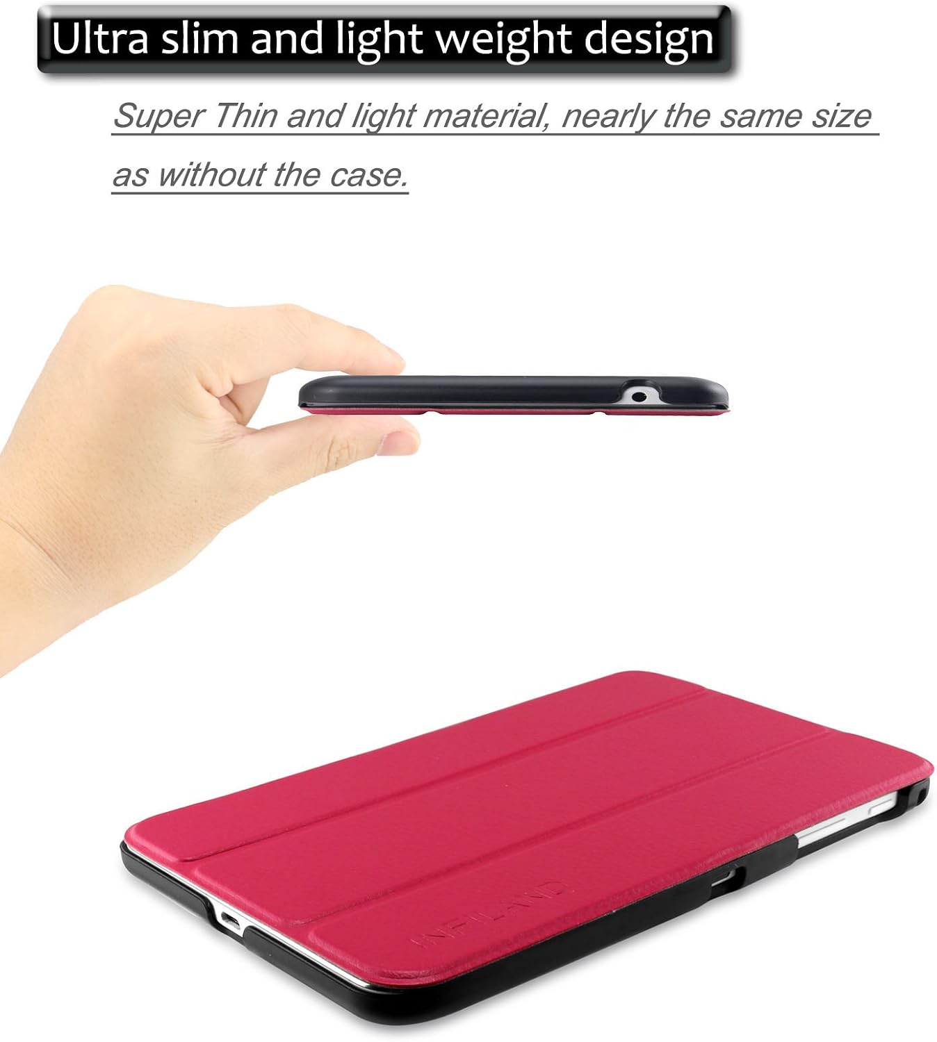 Infiland Samsung Galaxy Tab 4 7 inch Shell case, Ultra Slim Tri-Fold Case Cover for Samsung Galaxy Tab 4 7.0 / Galaxy Tab 4 Nook 7-Inch Tablet (Galaxy Tab 4 7.0 Slim Shell, Magenta)