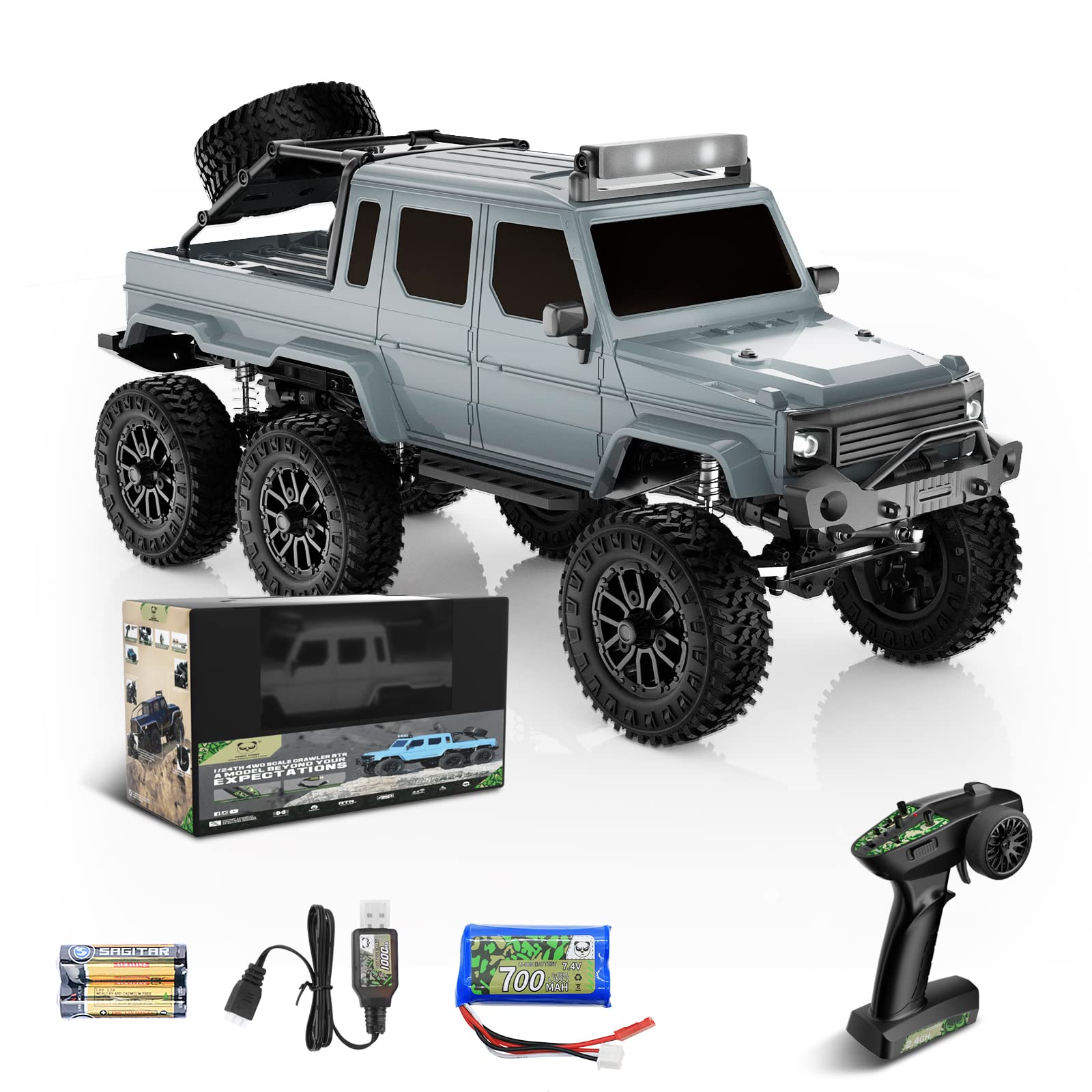 PANDA HOBBY RC Rock Crawler 6x6, RC Truck 1/24 Scale, Mini Monster Truck RC Cars, RTR RC Crawler , 6