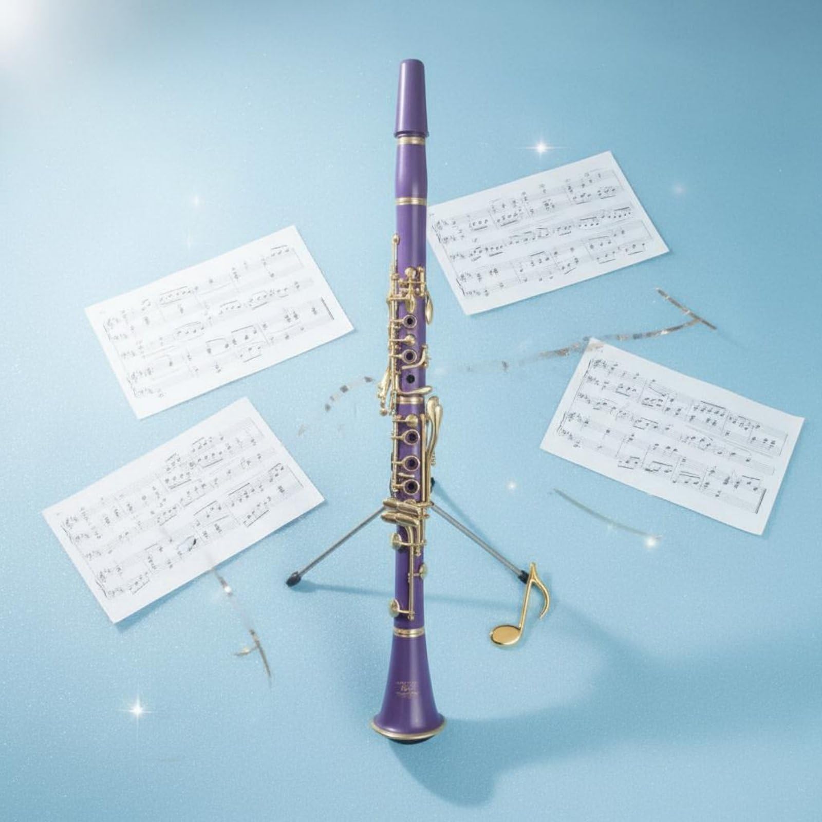 Clarinetto in Si Bemolle Include Accessori Clarinetto Colorato Buona Tenuta All'aria Strumento Musicale per Principianti per Scuola di Musica, Blu Lago