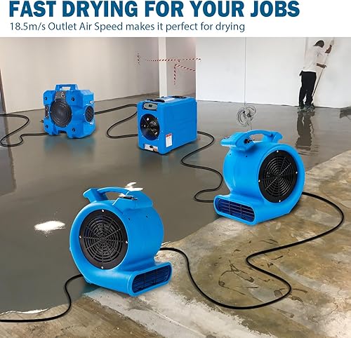 Miniatura 7 de MOUNTO Ventilador para circulación de aire y secadora de alfombras para piso - Potente motor de 1/2HP, secador de alfombras, flujo de aire de 2200