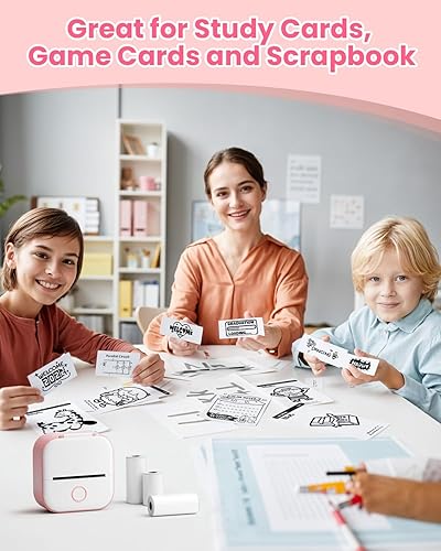 Vista 3 de Memoqueen T02 - Miniimpresora térmica de bolsillo, impresora térmica de bolsillo, de fotos, inalámbrica, con Bluetooth, para diario, notas, fotos