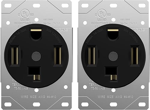 Vista 13 de Enerlites - Toma de corriente para secadora de 30 A, NEMA 14-30R Grado residencial, comercial e industrial, para interiores/exteriores, 3 polos, 4