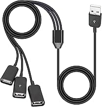 RIIEYOCA USB Splitter Y Cable, 3 in 1 Male to 3 Female Data Sync Charging Cable, Multi-Port Extension Cable for PC/Car/Laptop/U Disc