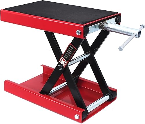 XKH - Elevador de motocicleta de alta resistencia Scissor Jack Soporte de polipasto central para capacidad de peso de 1,100 lbs/ATV/motos de