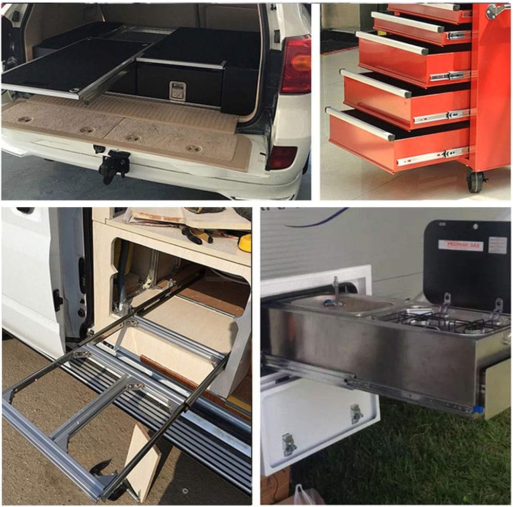 1 Pair 3-Fold Full Extension Heavy Duty Drawer Slide,Ball Bearing Push Open Drawer Runners,120kg Capacity,for Furniture/Stair Cabinets/DIY - View #2