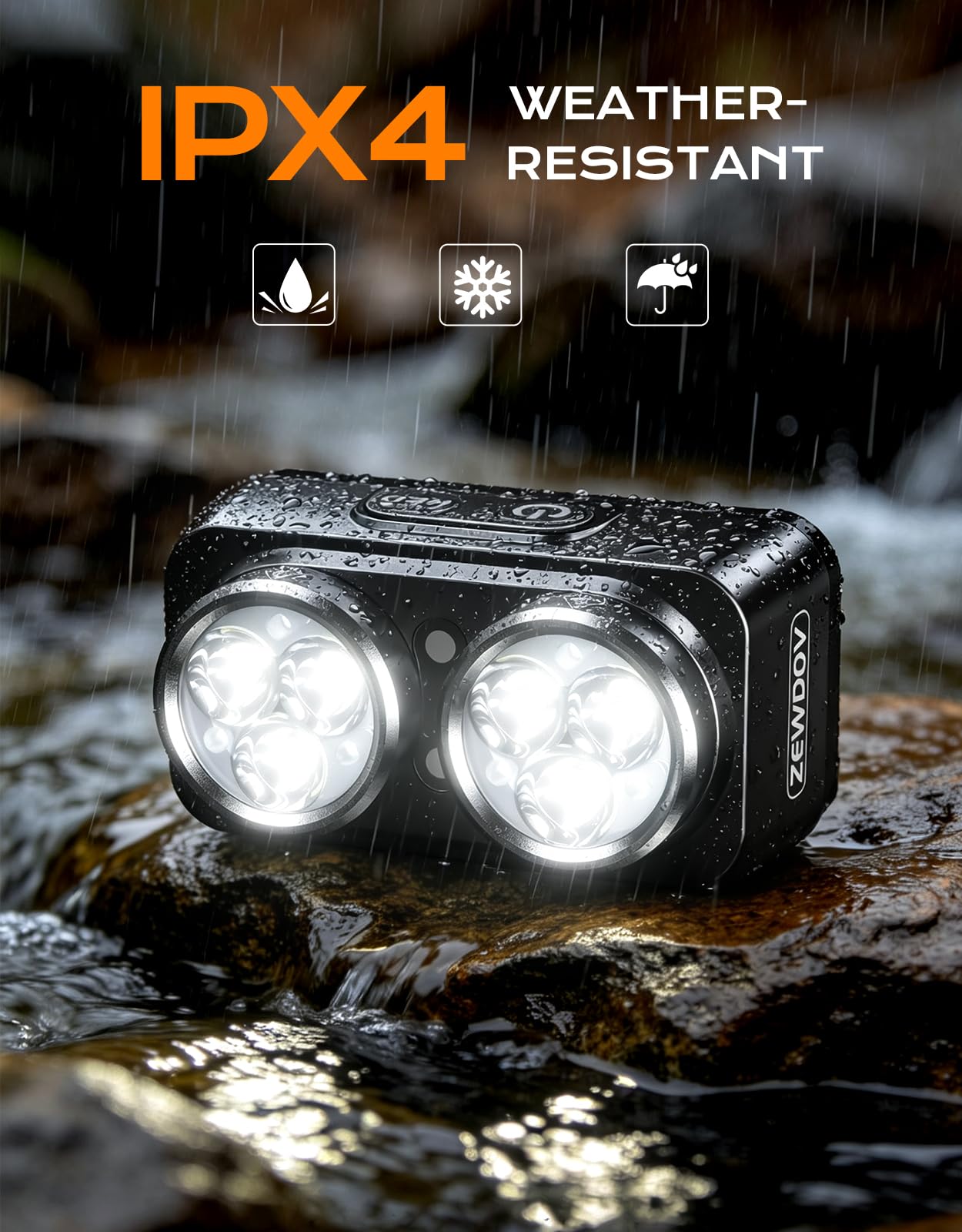 Zewdov 800LM Ultra Bright Running Lights for Runners, 7 Modes & 360° Reflective Running Gear IPX4 Waterproof 45° Adjustable Rechargeable Running Light for Walking/Hiking/Cycling/Working/Jogging