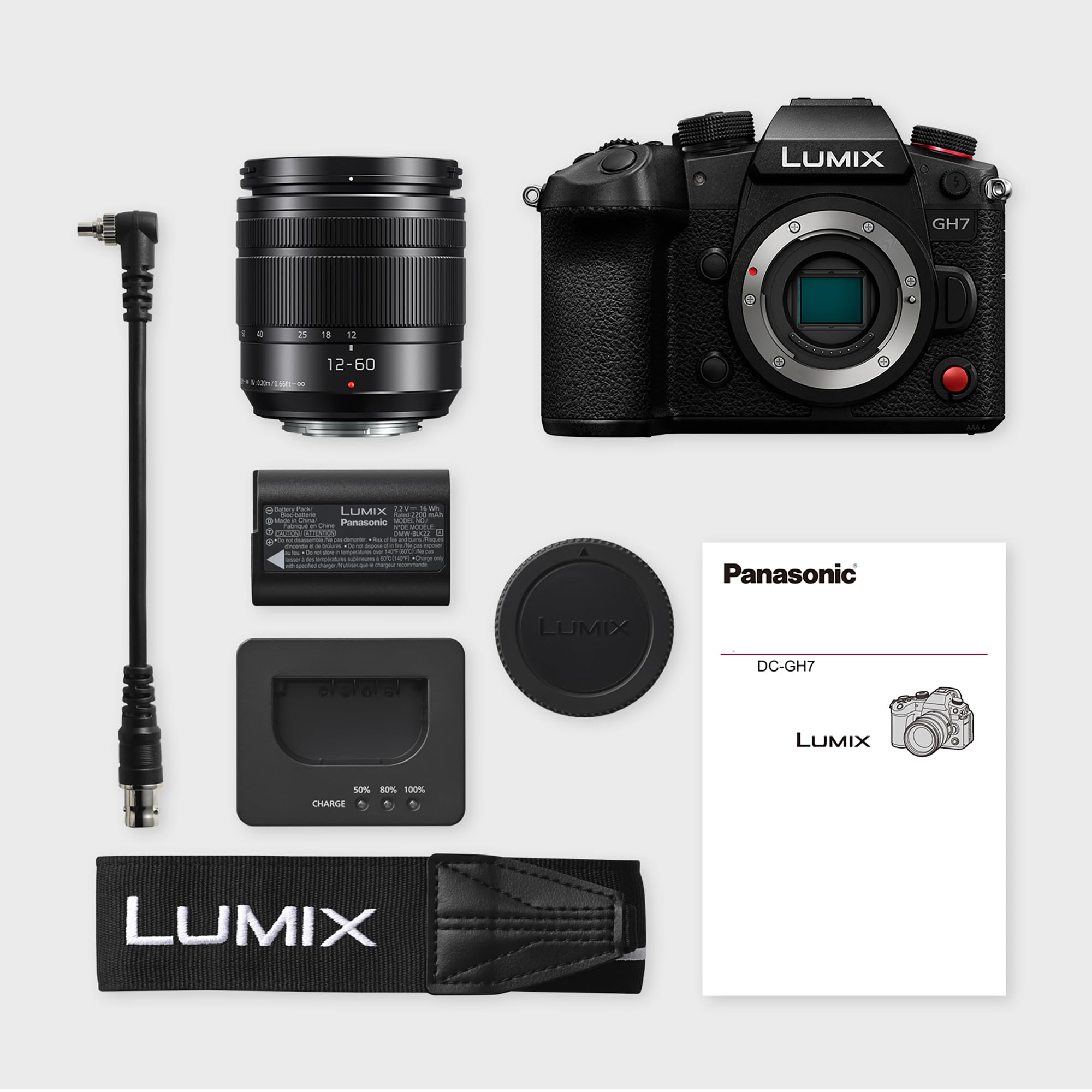 Panasonic Lumix DC-GH7ME Micro Cuatro Tercios Cámara Sin Espejo, con Lente 12-60mm, Lumix G Vario H-FS12060, 25,2 MP, C4K/4K 4:2:2 60/50p, AF Híbrido Fases, IS Activo, ProRes Raw HQ, OLED, Negro