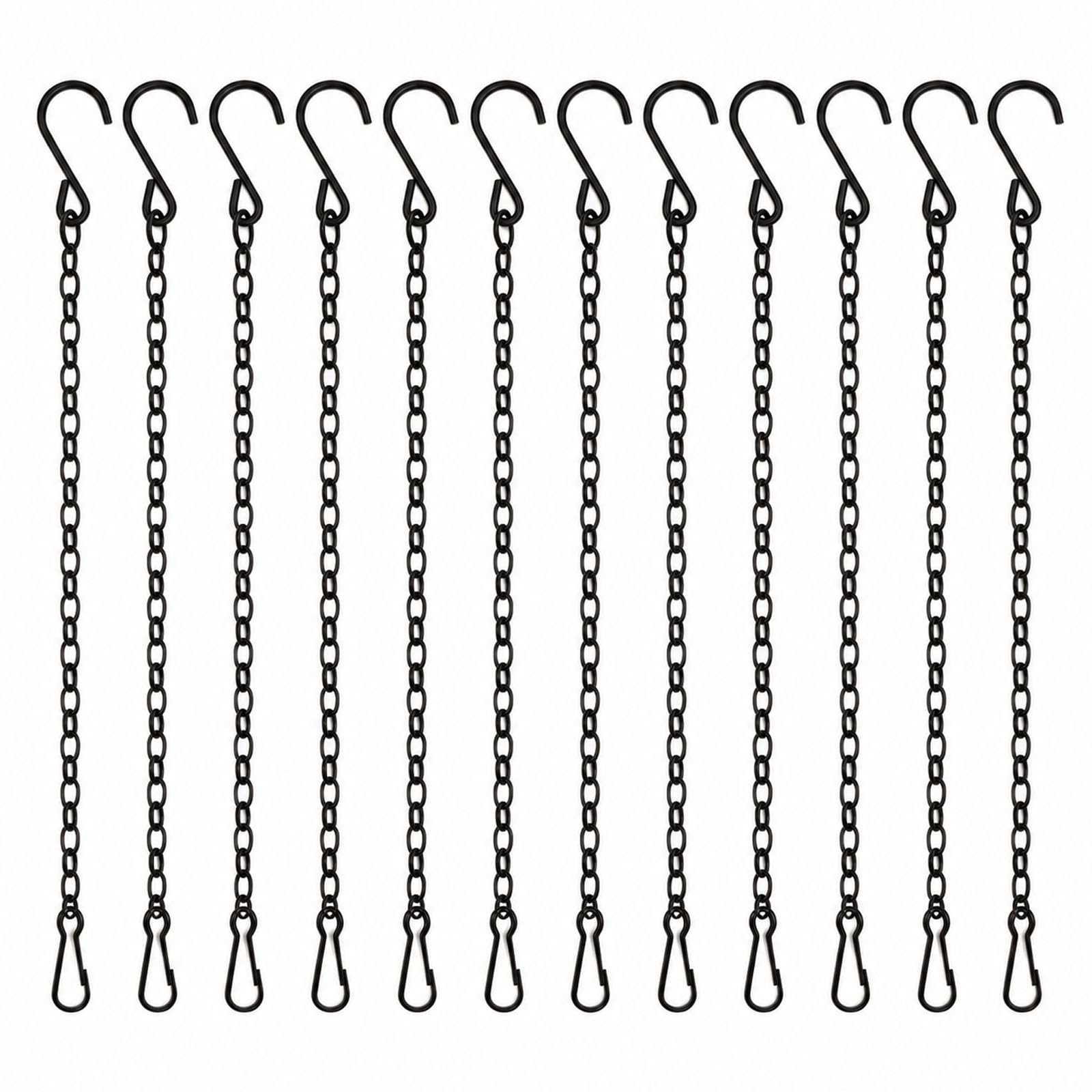 Tinminx 12 Pack Hanging Basket Chains, 9.5 Inch / 24 cm Metal Hanging Chains with Hooks for Flower Pots, Planters, Bird Feeders, Lanterns and Garden Décor