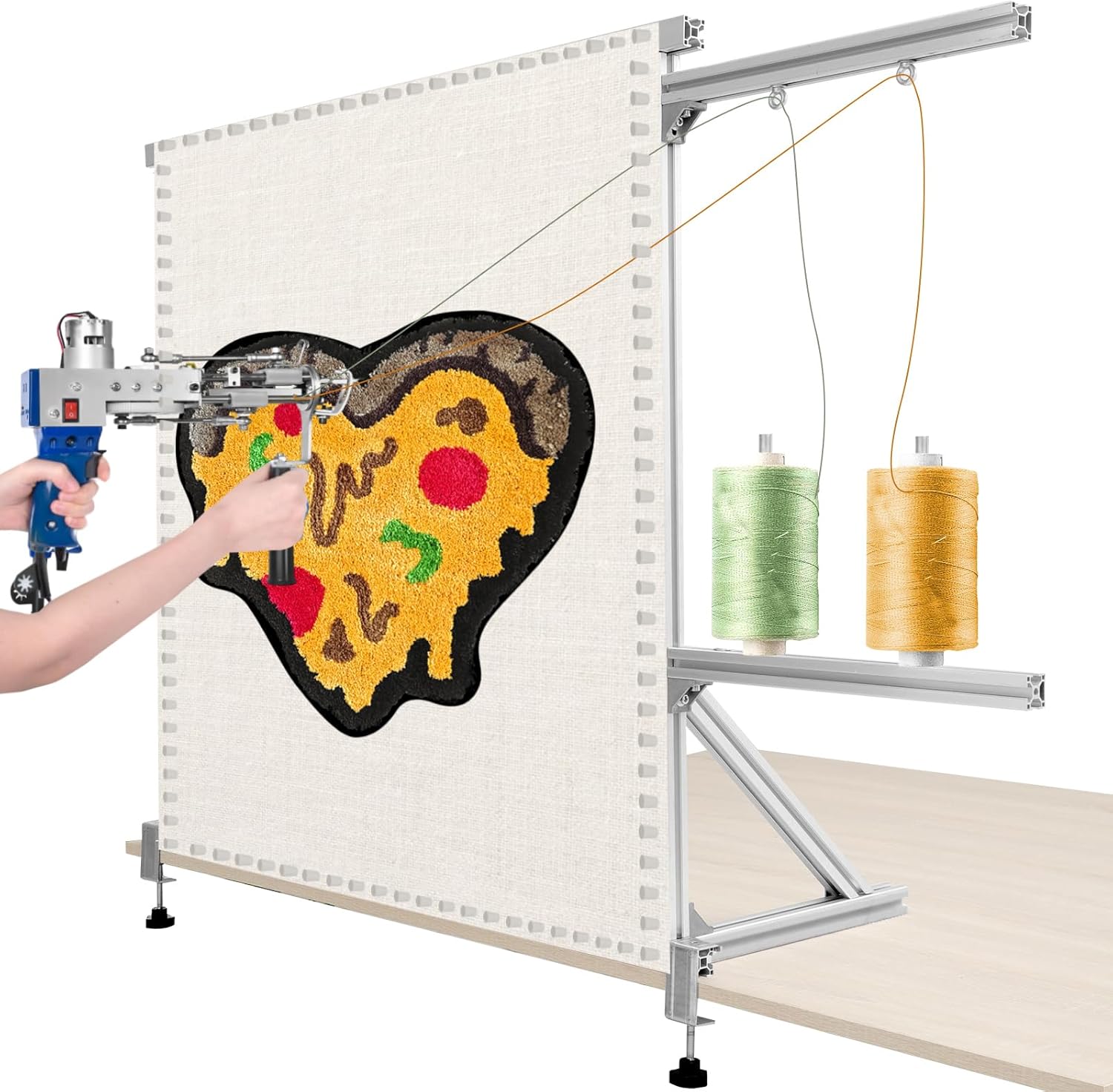 WDWTYZKA Tufting Frame, 35.5in X 35.5in Rug tufting Frame, Aluminum Material Nail Frame,with Rubber Cap Protection, Suitable for tufting Enthusiasts, Desktop Frame.