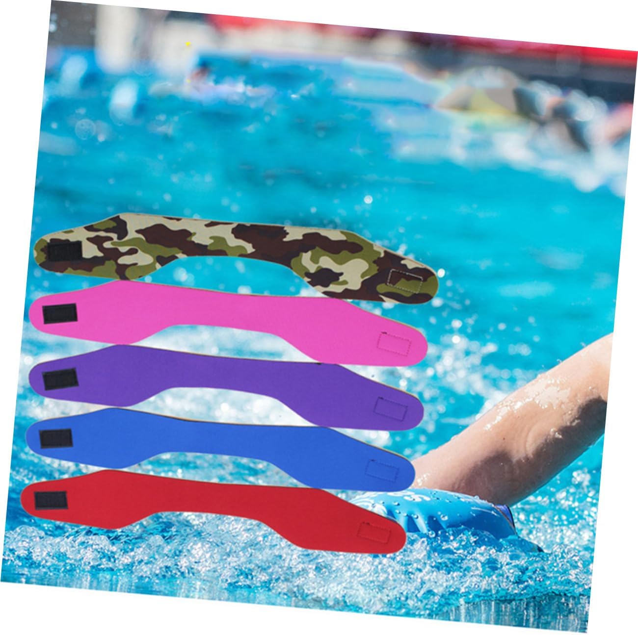 2pcs Ear Band for Swimming Adjustable Neoprene Hair Protection Headband for Boy Girl Adults Purple Blue for Bathing Surfing Water Sports