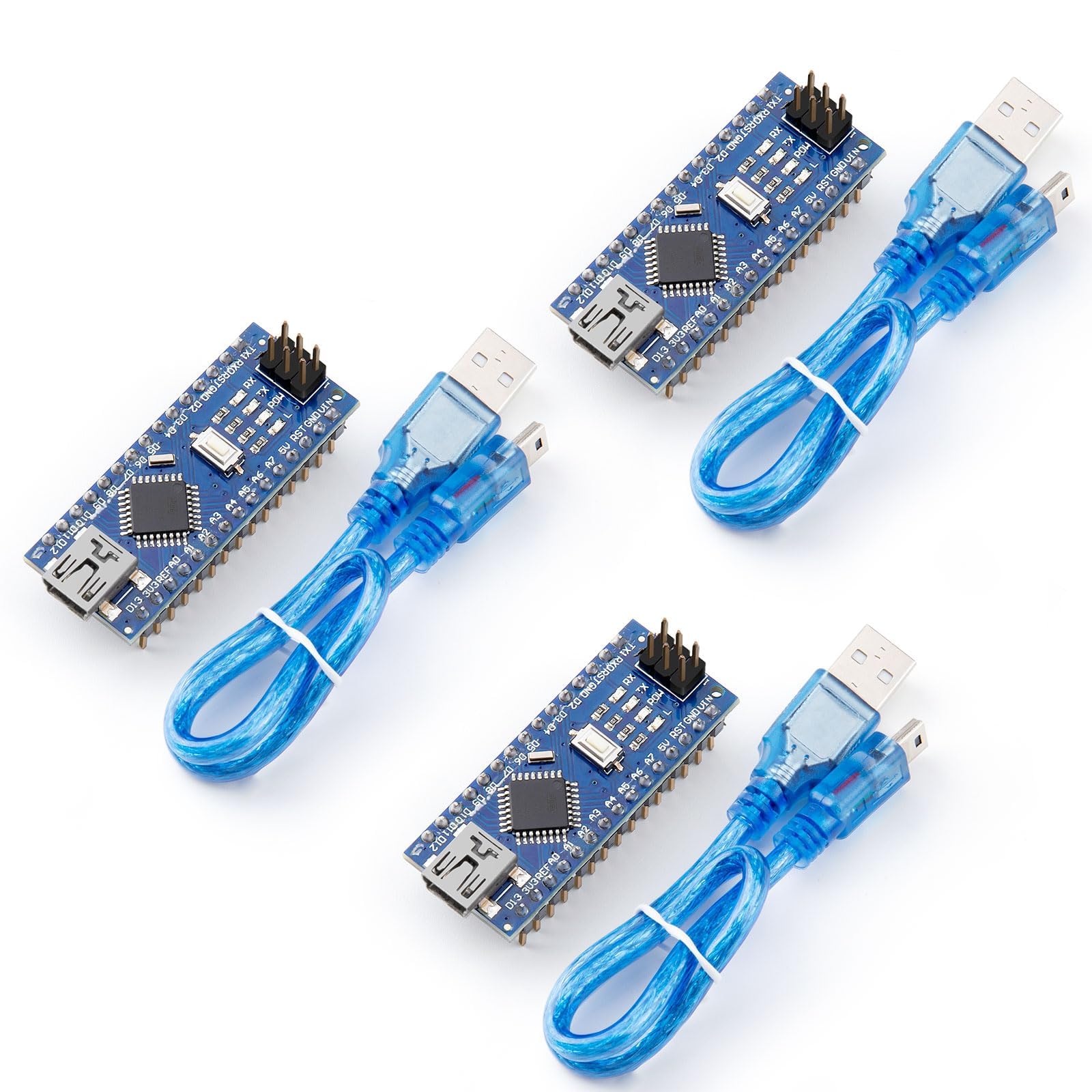 ELEGOO Wstępnie lutowana tablica nano z nagłówkami CH 340 kompatybilna z Arduino (Nano x 3 kable USB)