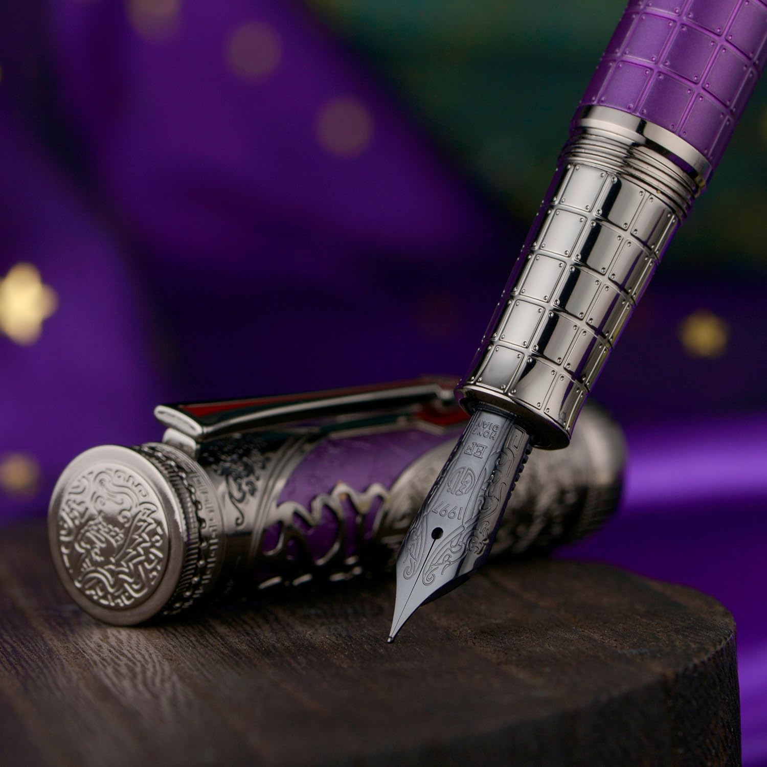 Hongdian D5X Stylo-plume à pointe fine, dynastie Qin, style rétro chinois, gravure totem chinoise, stylo d'écriture lisse, convertisseur et coffret à stylos