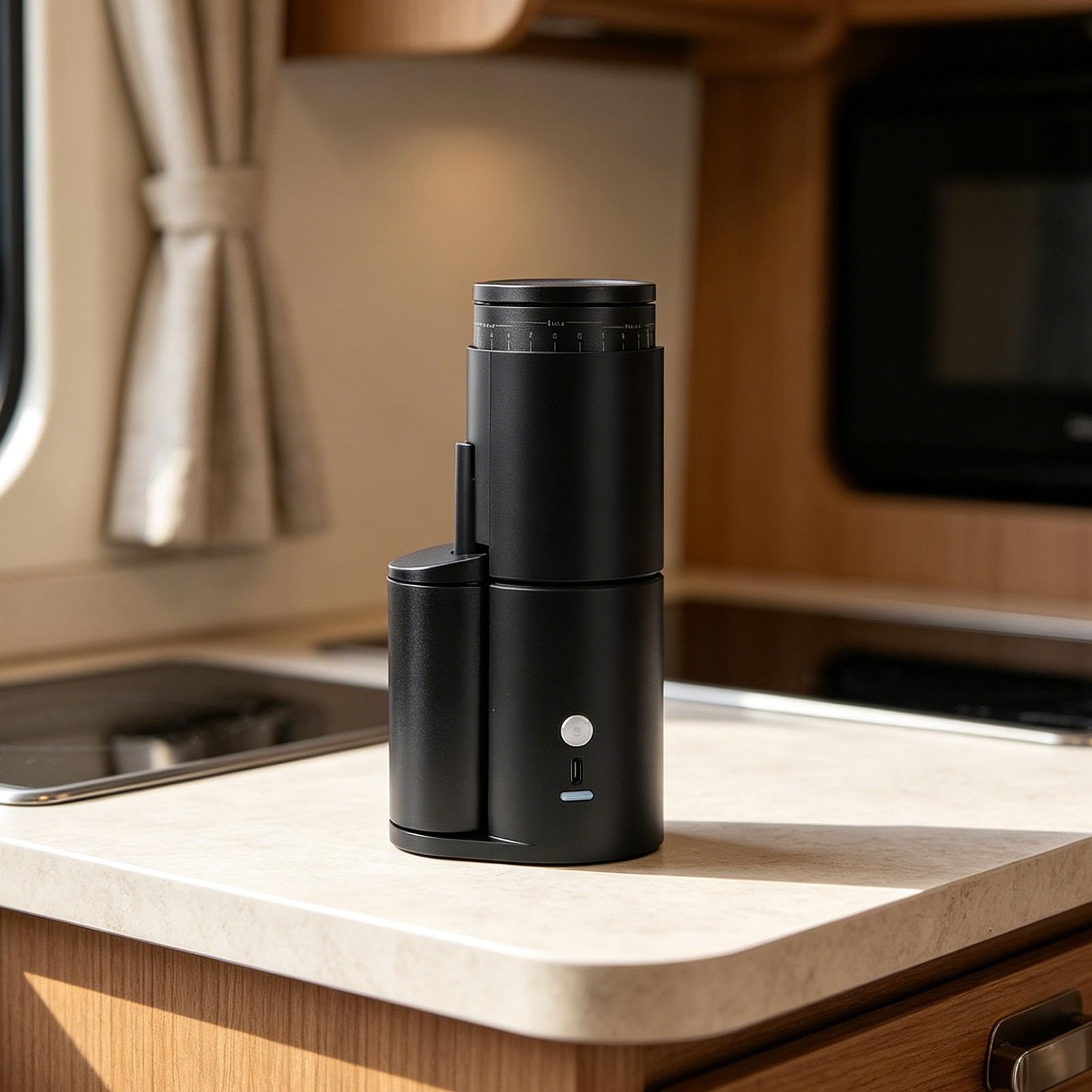 Molinillo de café Eléctrico, Molinillo Portátil Antistático con | Construcción de Acero Inoxidable, Recargable por USB, 25 G, Molido fino.